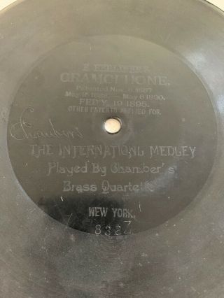 7” Berliner Gramophone Phonograph Record - The International Medley - Chamber’s 2