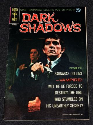 Gold Key Comics Dark Shadows 1 March 1969 With Poster Vampire Fn -