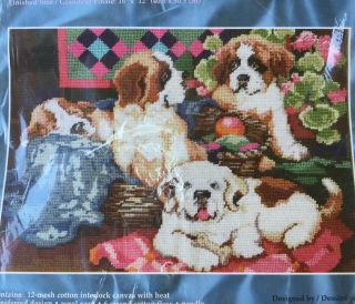 Janlynn Needlepoint Kit Lotsa Puppies Saint Bernard Dogs 2002