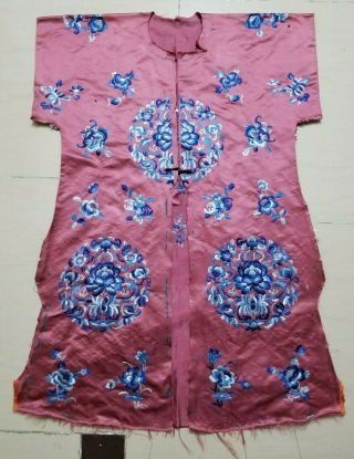 Antique Chinese Silk Hand Embroidered Robe (y250)
