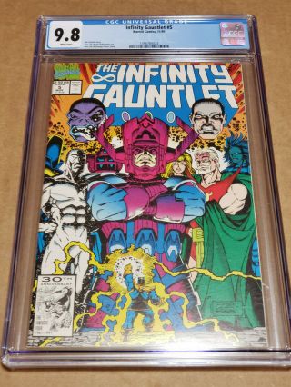 Infinity Gauntlet 5 Cgc Grade 9.  8 White Pages 1991 Marvel Nm