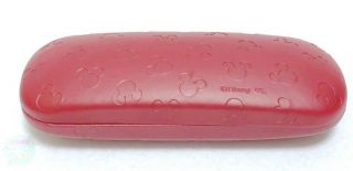 Disney Mickey Mouse Kawaii Glasses Case Leather - Like Embossing Spring Hinged Red