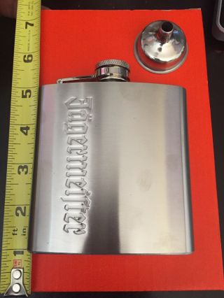 Jaegermeister 6 Oz.  Stainless Steel Flask With Pour.
