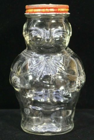 Figural Clear Glass Bottle Pig Gattuso Bank Lid