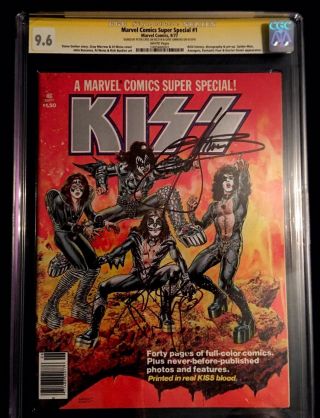 Ss Cgc Nm,  9.  6 Wp Kiss Marvel Comics Special 1 Sgnd By Simmons & Criss