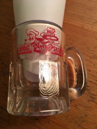 Vintage 4 1/4” Tall Dog N Suds Glass Mug Root Beer Advertising
