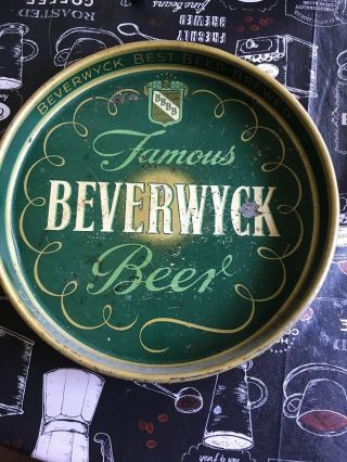 Vintage Beer Tray Beverwyck 1940s Green Metal Albany York