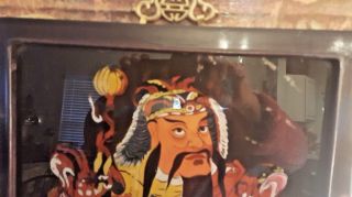 Vintage Chinese Reverse Painting on Glass of Guan Yu/Guan Gong Frame Signed 5