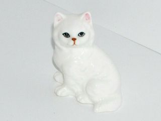 Vintage Porcelain Mid Century Enesco White Persian Cat Kitten Figurine 124