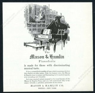 1925 Mason & Hamlin Grand Piano Pianoforte Illustrated Vintage Trade Print Ad