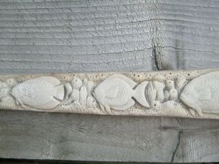 HUGE 3 Foot Carved Bone Scrimshaw Swordfish Rostrum With Marine Scenes Octopus 6