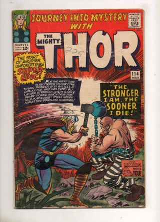 Journey Into Mystery 114 Thor 1st App Absorbing Man 1965 Vg,  4.  5 Kirby Art