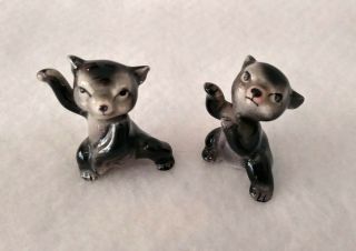 Bone China Miniature Black Bear Cub Figurines Set Of 2 Very Cute Japan