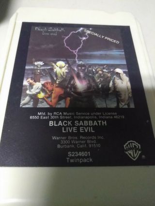 Black Sabbath Live Evil 8 Track Tape 1982
