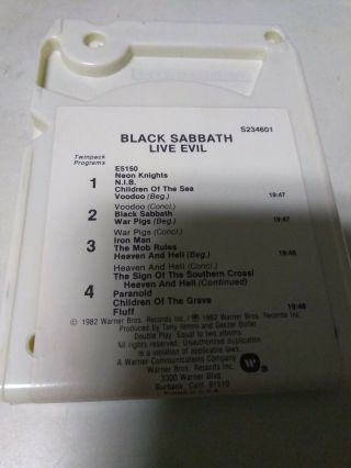 BLACK SABBATH LIVE EVIL 8 TRACK TAPE 1982 2