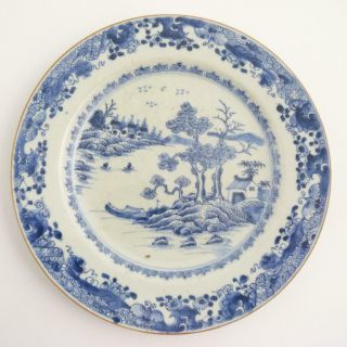 Large Chinese Blue And White Porcelain Plate,  18th Century,  Kangxi Period