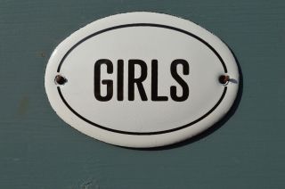 Small Oval Enamel Metal Girls Door Sign Plaque Door Sign Enameled Toilet Sign