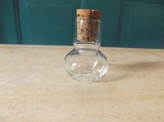 Small Vintage Clear Glass Bottle With Corked Lid