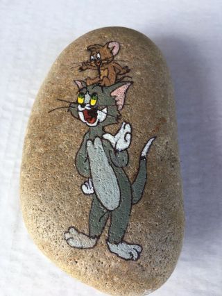 Hand Painted Rock Cartoon Characters Tom &jerry