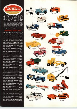 1962 Paper Ad 2 Sided Tonka Toy Car Truck Full Line Boat Jeep Pickup Tractor,