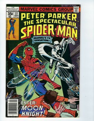 The Spectacular Spider - Man 22 Nm/mt 9.  8 (sept 1978,  Marvel) " Vs: Moon Knight "