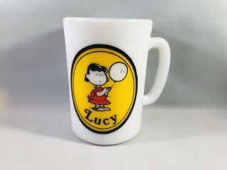 Vintage Avon Peanuts Lucy Milk Glass Mug 5oz 1969