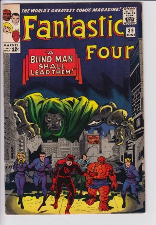 Fantastic Four 39 Daredevil Wally Wood Jack Kirby Silver Marvel Comics 7.  0 F/vf