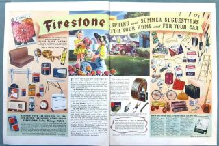 21 X 13.  5 1942 Firestone 2 Page Ad Spring And Summer Suggestions