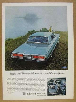 1964 Ford Thunderbird Hardtop Coupe Blue Car Photo Vintage Print Ad