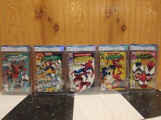 The Spider - Man 361,  Also 344,  360,  362,  363.  All Cgc 9.  8/all White Pages