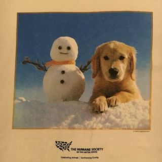 Official Humane Society Of United States T Shirt - Puppy Dog Snowman - - (l)