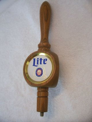 Vintage Miller " Lite " Wooden Draft Beer Keg Tap Handle Shift Knob