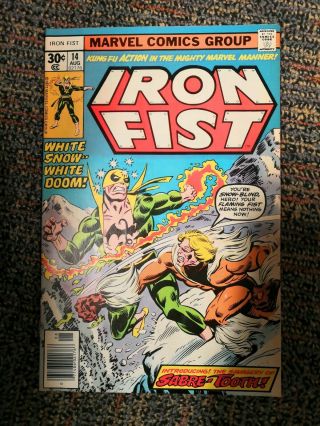 Iron Fist 14 (aug 1977) Fist Appearance Of Sabertooth,  Key Book