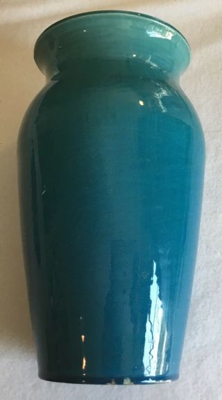 Large 11” Antique Chinese Monochrome Turquoise Blue Porcelain Vase
