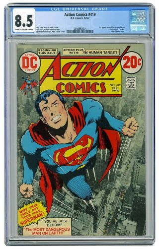 Action Comics 419 Cgc 8.  5 Dc Comic Superman Key 1st Human Target