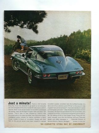 1964 Chevrolet Corvette Sting Ray Coupe - Just A Minute - Gm Vette Ad