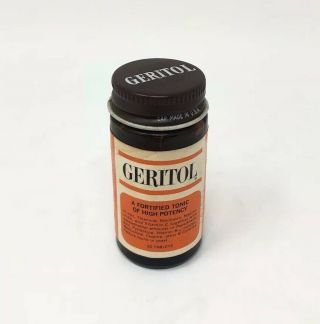 Vintage 1970’s Geritol Tonic Paper Label Glass Jar Usa