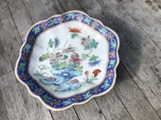 Chinese Famille Verte Porcelain Dish Late Qing Dynasty Four Character Mark