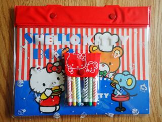 Vintage Hello Kitty Sanrio Sketchbook Kit.  Diner Themed Sketchbook And Crayons.