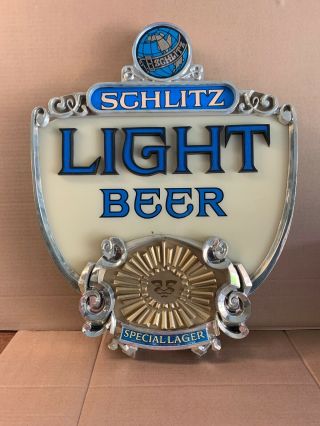Vtg Schlitz Light Special Lager Beer Advertising 3 - D Bar Wall Sign 21 " X 17 "