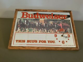 Budweiser Clydesdale Mirror/clock This Bud 