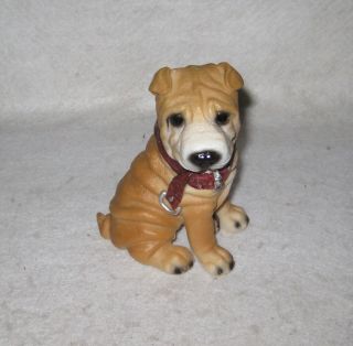 Dog Statue Figurine Shar Pei Wrinkles Shelf Decor 4.  75”