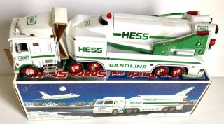 Vintage 1999 Hess Toy Truck And Space Shuttle With Satellite Toy Box