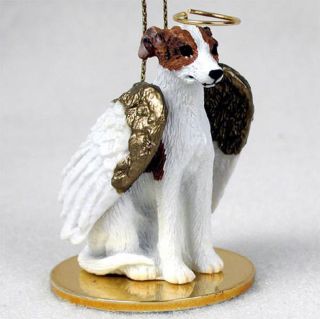 Whippet Ornament Angel Figurine Hand Painted Brindle/white
