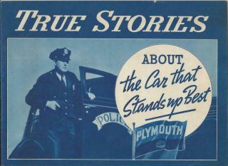 1937 Plymouth True Stories Car Stands Up Vintage Advertising Brochure