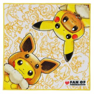 Pokemon Center Hand Towel Fan Of Pikachu & Eevee (eievui) Jp