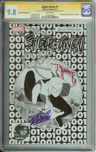 Spider - Gwen 1 Cgc 9.  8 // Phantom Sketch // Signed By Stan Lee/todd Mcfarlane