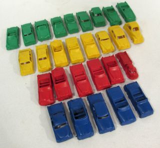 Vintage Miniature Toy Cars (28) Plastic Molded Corvette Fiat Desoto Packard,