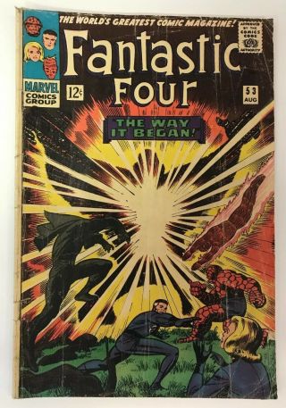 The Fantastic Four 53 Marvel Comics 1966 Jack Kirby Vg - Black Panther Origin