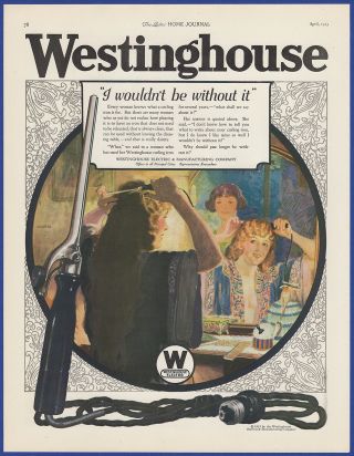 Vintage 1923 Westinghouse Electric Curling Iron Hair Salon Decor Print Ad 20 